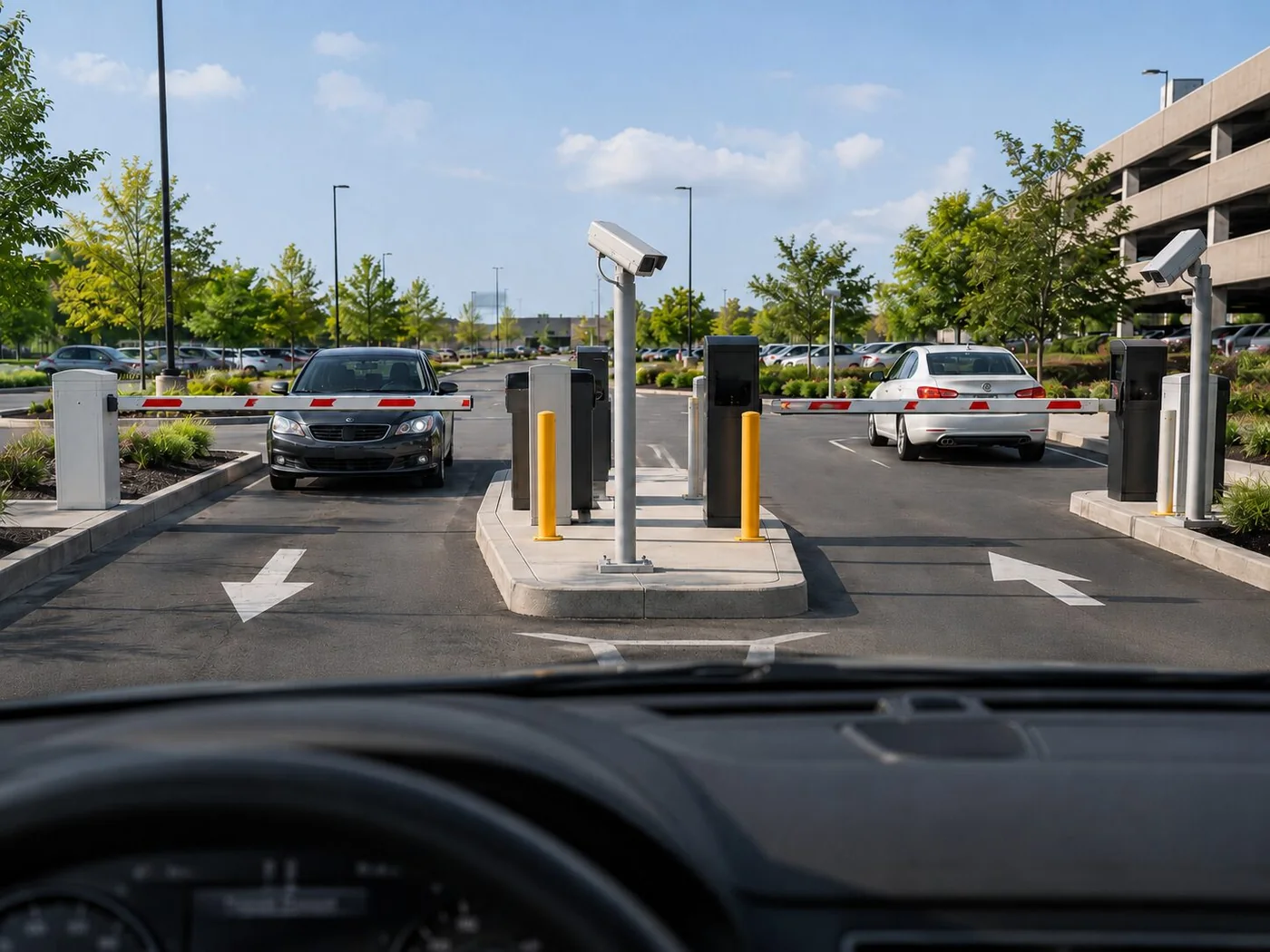 Contrôle d’accès véhicules avec entrée et barrière automatique