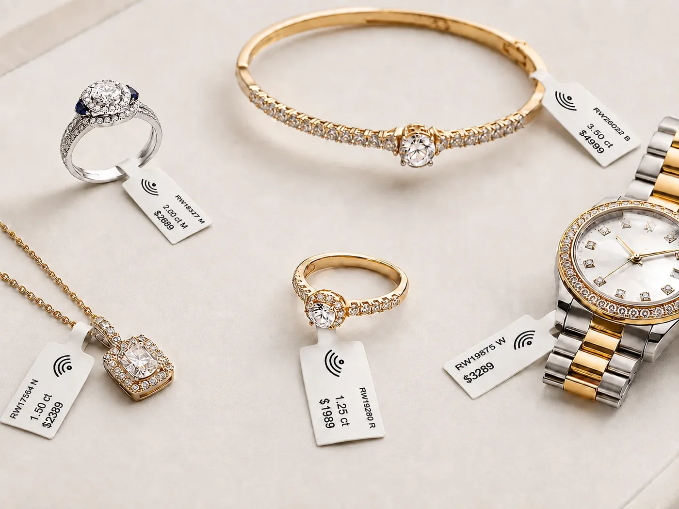 Petites étiquettes pour bijoux, suivi des pièces de valeur et inventaire en bijouterie